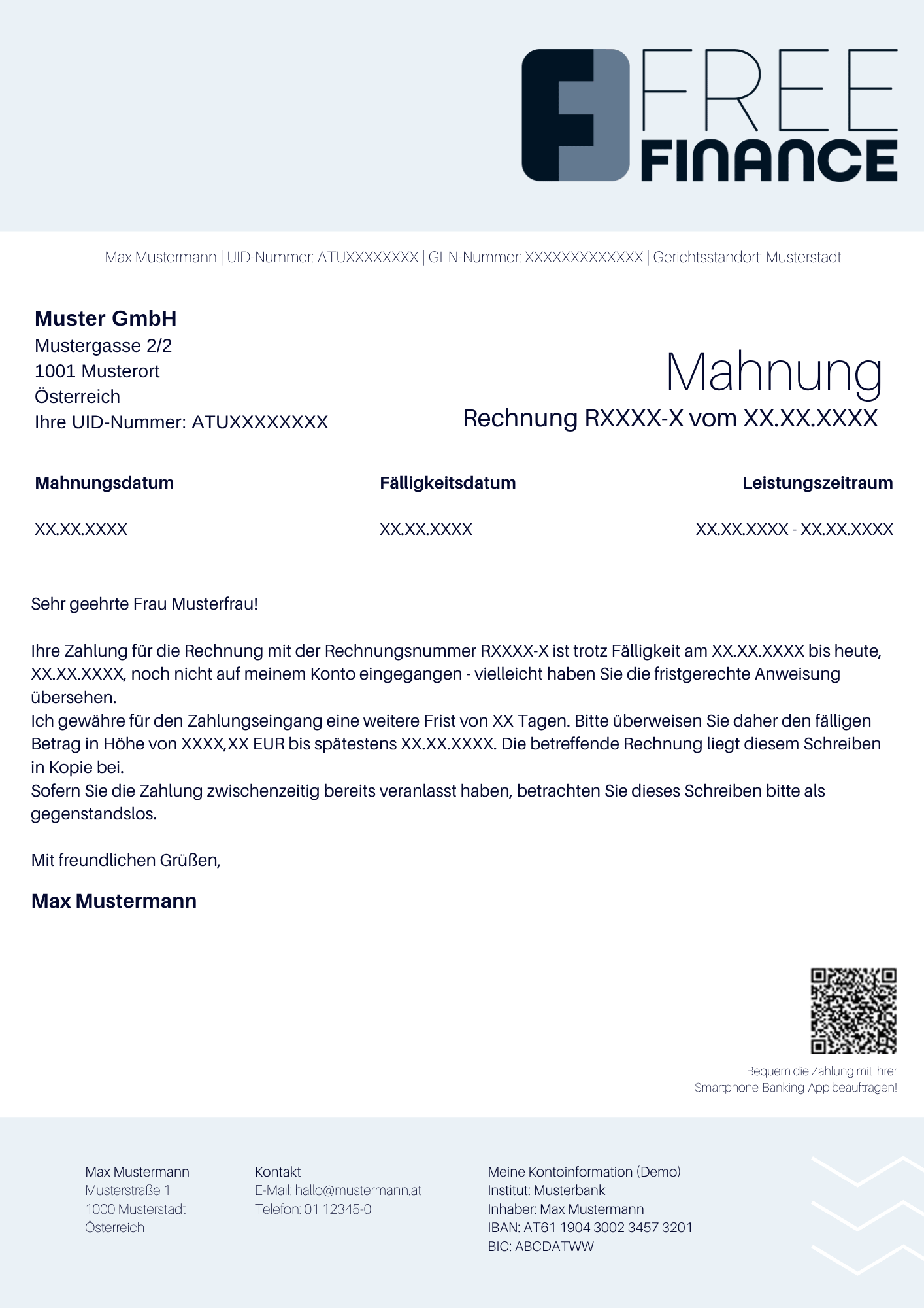 1. Mahnung Muster